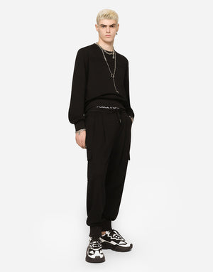 JERSEY CARGO PANTS WITH EMBOSSED LOGO