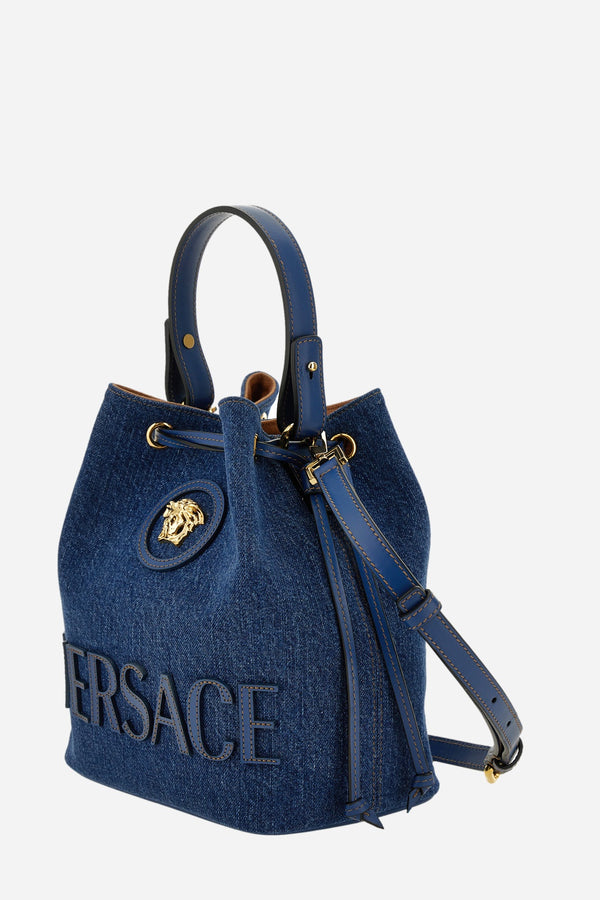 La Medusa Bucket In Denim-Calf Leather