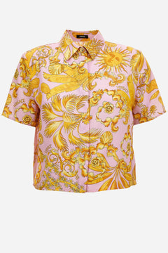 Informal Shirt In Twill Poly Baroque Palm Allover Print
