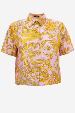 Informal Shirt In Twill Poly Baroque Palm Allover Print