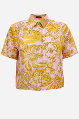 Informal Shirt In Twill Poly Baroque Palm Allover Print
