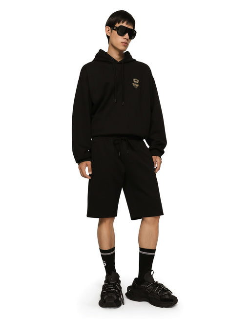 COTTON JERSEY SWEATSHIRT WITH HOOD AND EMBROIDERY