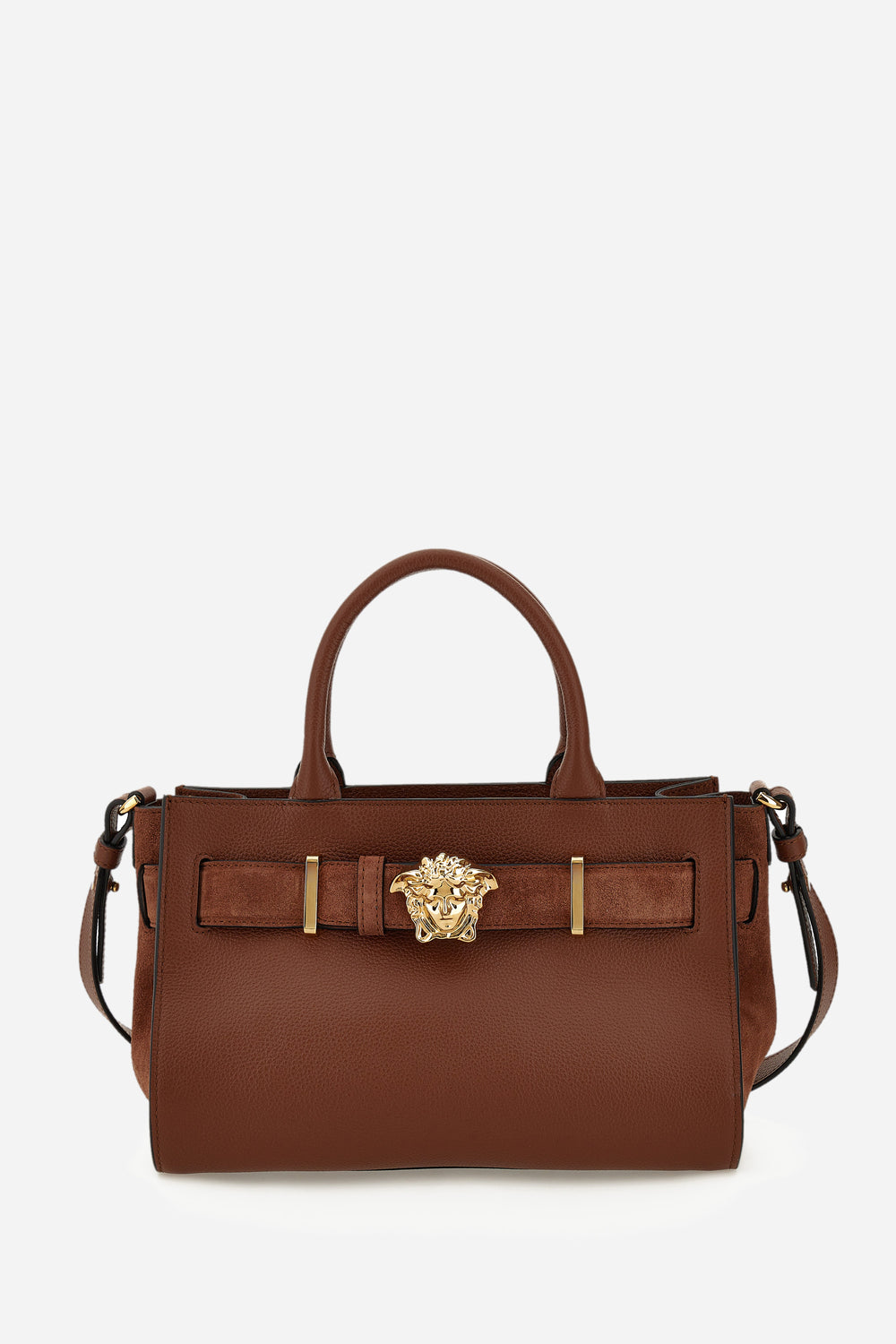 La Medusa Small Tote In Grainy Calf Leather-Suede