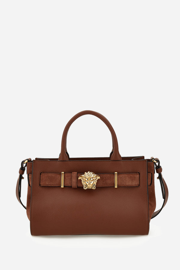 La Medusa Small Tote In Grainy Calf Leather-Suede