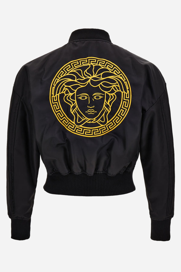 Blouson In Nylon Gabardine With Medusa Embroidery