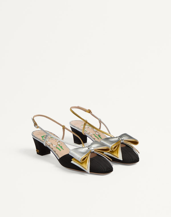 Décolleté Slingback Bowow In Tessuto Moirè 45Mm