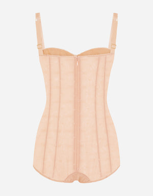 JACQUARD TULLE BALCONETTE-BRA BODYSUIT
