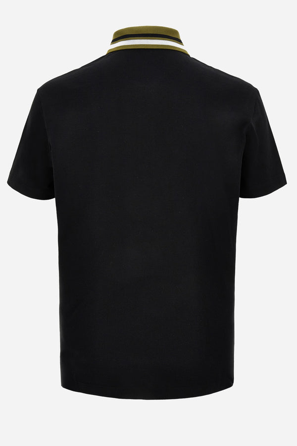 Polo In Cotton Piquet + Versace Milano Embroidery