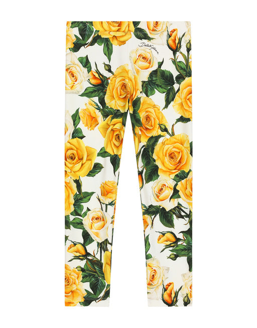 INTERLOCK LEGGINGS WITH YELLOW ROSE PRINT