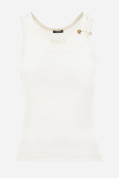 Tank Top In Versace Logo Cotton Stretch Rib