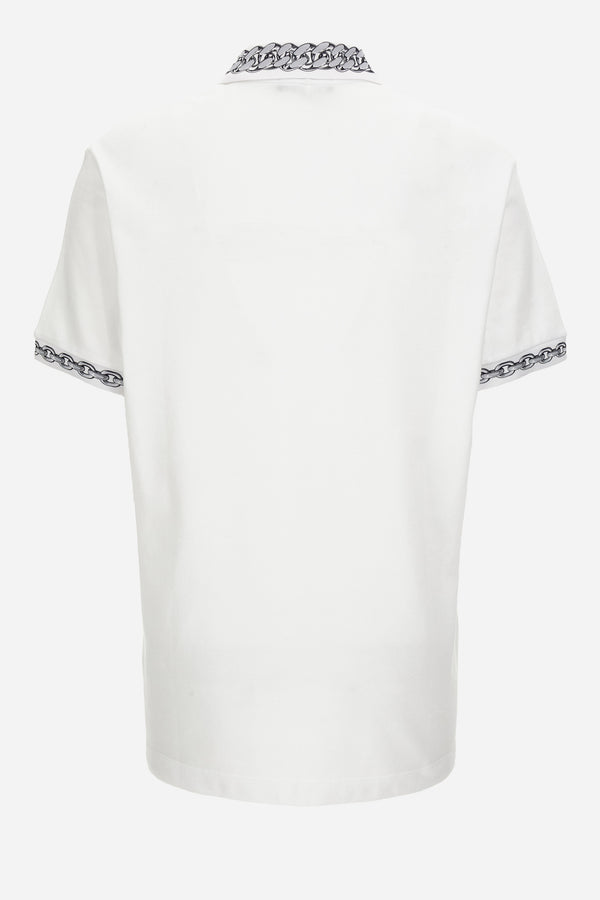 Polo In Piquet Fabric-Chain Print