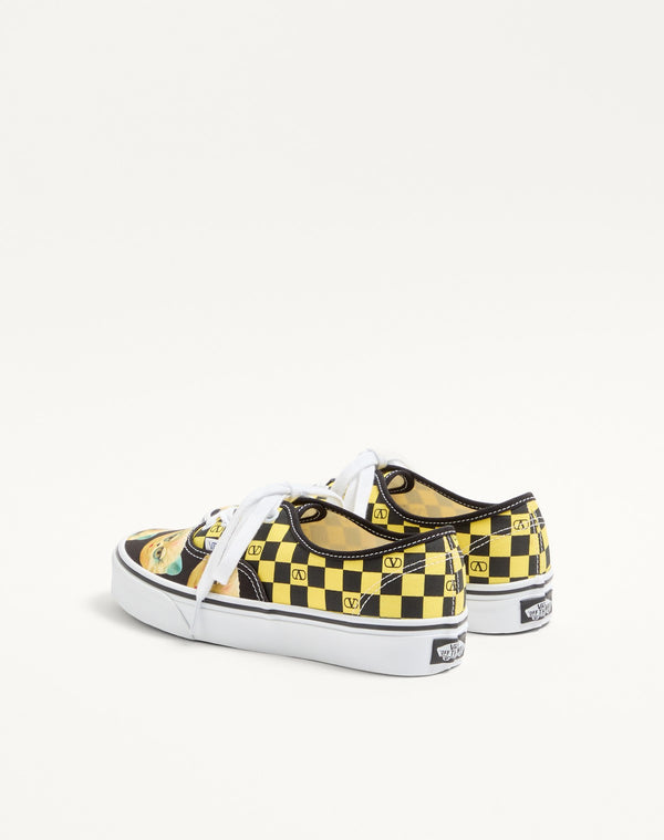 Sneaker Low-Top Valentino Garavani And Vans In Tessuto Con Stampa VLogo Checkerboard E Stampa Le Chat De La Maison
