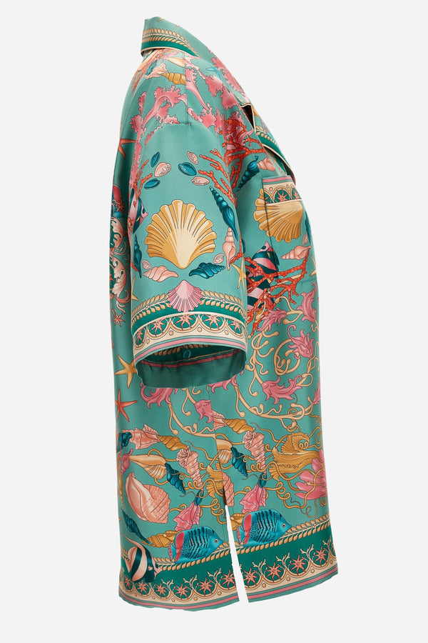 Informal Shirt In Underwater Barocco Foulard On Silk Twill