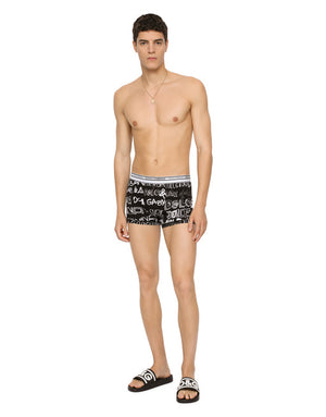 LOGO-PRINT TWO-WAY STRETCH COTTON BOXERS