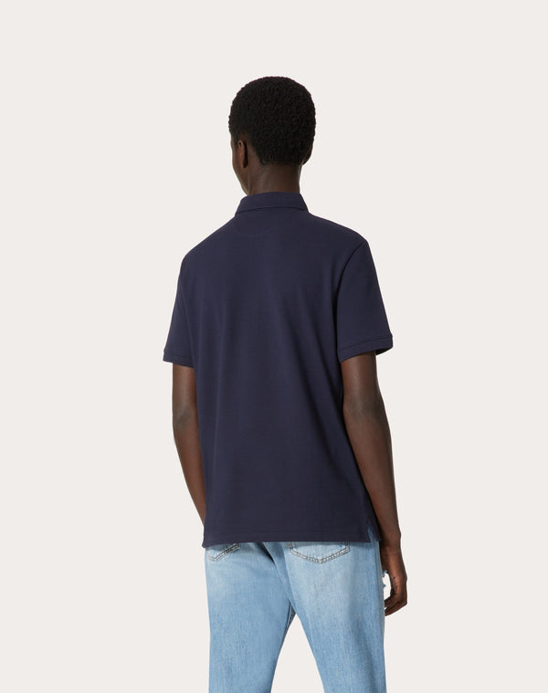 Polo In Piquet Di Cotone Con Patch Vlogo Signature