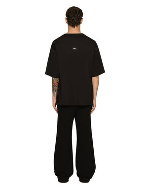 PRINTED COTTON JERSEY T-SHIRT WITH DGVIB3 PATCH