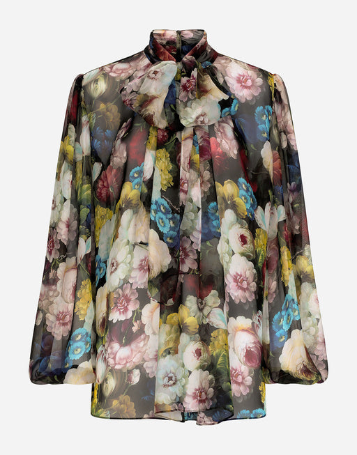 CHIFFON SHIRT WITH NOCTURNAL FLOWER PRINT