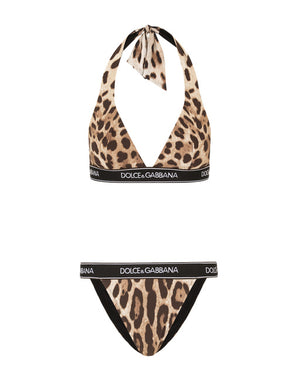 LEOPARD-PRINT BIKINI WITH BRANDED ELASTIC