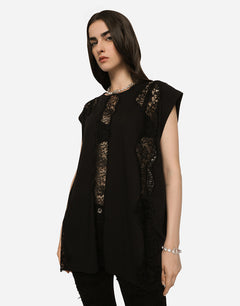 JERSEY T-SHIRT WITH LACE INSERTS