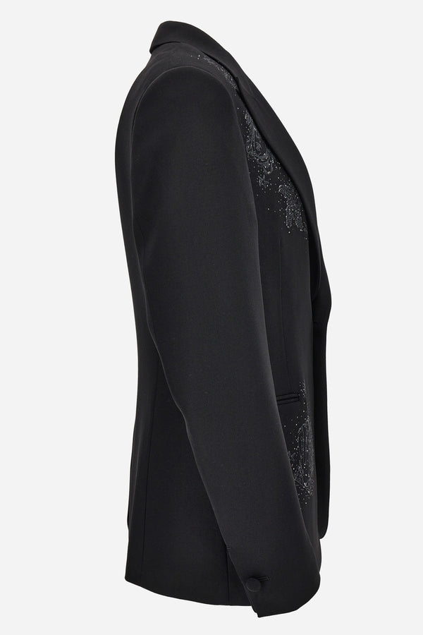 Evening Jacket In Grain De Poudre Wool Fabric + La Vacanza Embroidery  Lurex And Beads