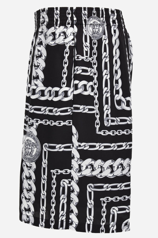 Shorts In Twill Poly  Medusa Chain Print Allover