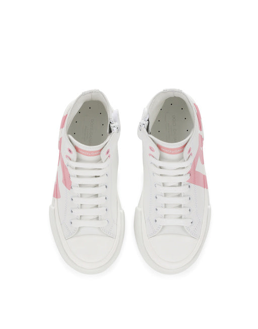 CALFSKIN PORTOFINO HIGH-TOP SNEAKERS WITH DG LOGO