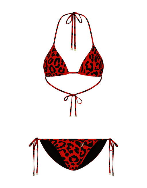 LEOPARD-PRINT TRIANGLE BIKINI