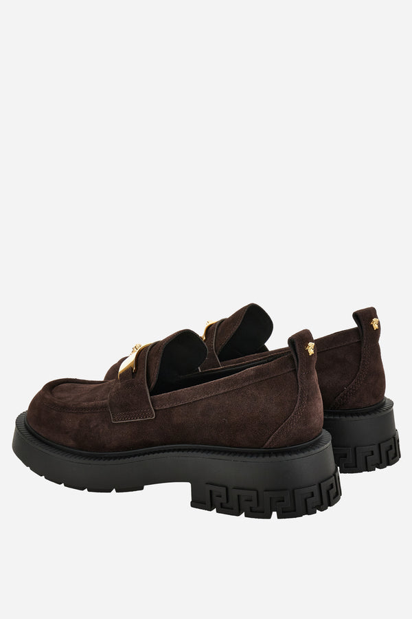 Versace Tank Loafer In Suede-Enamel Hw