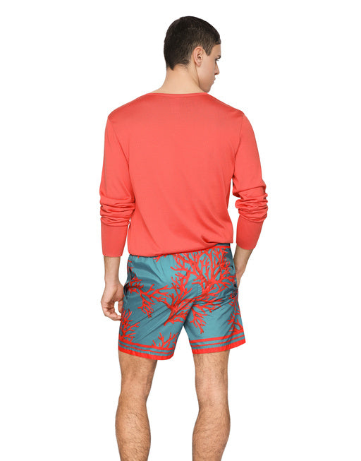 MID-LENGTH SWIM TRUNKS WITH CORAL PRINT