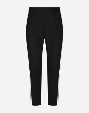 STRETCH COTTON PANTS WITH SIDE BANDS