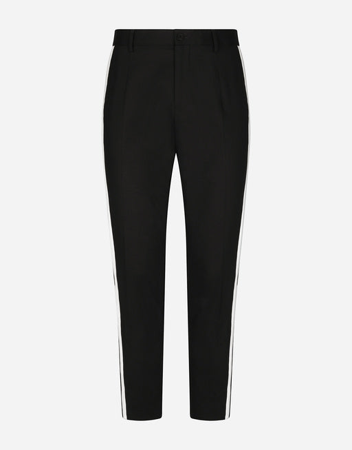 STRETCH COTTON PANTS WITH SIDE BANDS