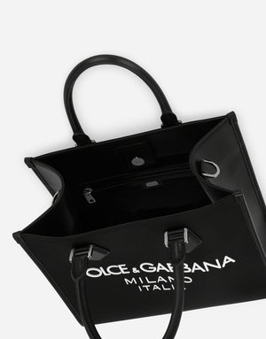 SMALL NYLON SHOPPING BAG WITH RUBBERIZED LOGO