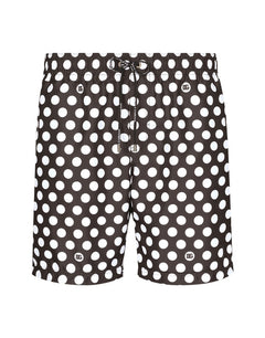 MID-RISE SWIM TRUNKS WITH POLKA-DOT PRINT