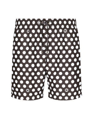 MID-RISE SWIM TRUNKS WITH POLKA-DOT PRINT