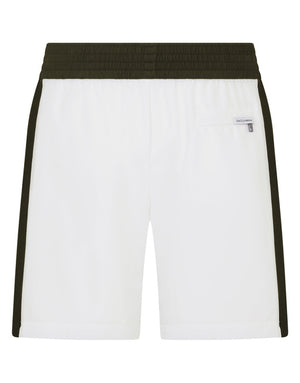 TWO-TONE MID-LENGTH SWIM TRUNKS WITH DG PATCH