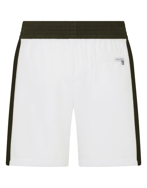 TWO-TONE MID-LENGTH SWIM TRUNKS WITH DG PATCH