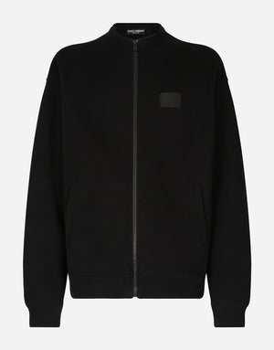 ZIP-UP SWEATSHIRT WITH HIGH NECK AND TAG