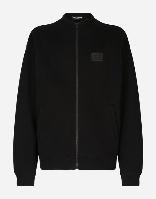 ZIP-UP SWEATSHIRT WITH HIGH NECK AND TAG