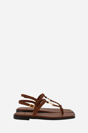 Medusa Lock Sandal  In Suede-Enamel Hw