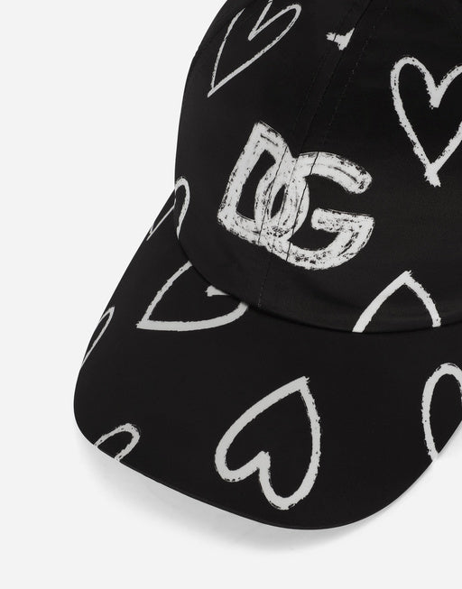 SATIN BASEBALL CAP WITH DG HEART PRINT