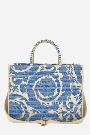 Athena Large Tote In Rafia Barocco-Calf Leather