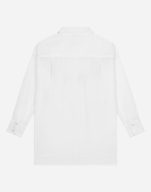 POPLIN MAXI-SHIRT WITH LACE INSERT