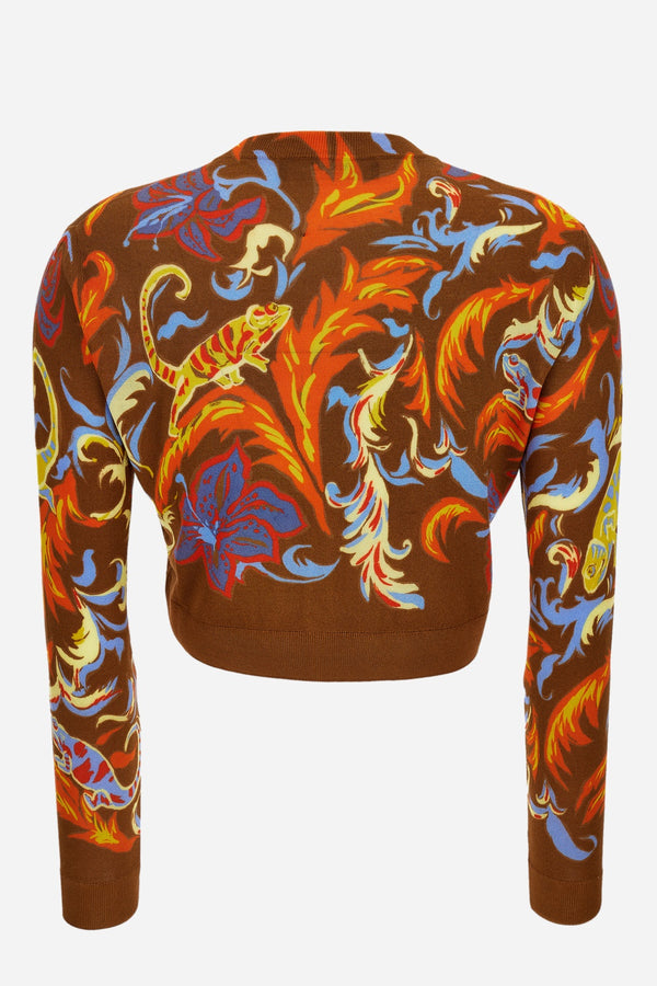 Knit Sweater In Exotic Barocco Printed Silk