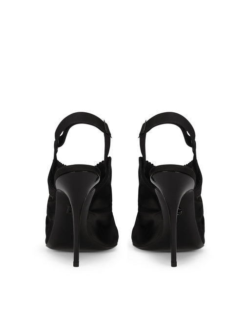 SATIN SLINGBACKS WITH CORSET-STYLE FASTENING