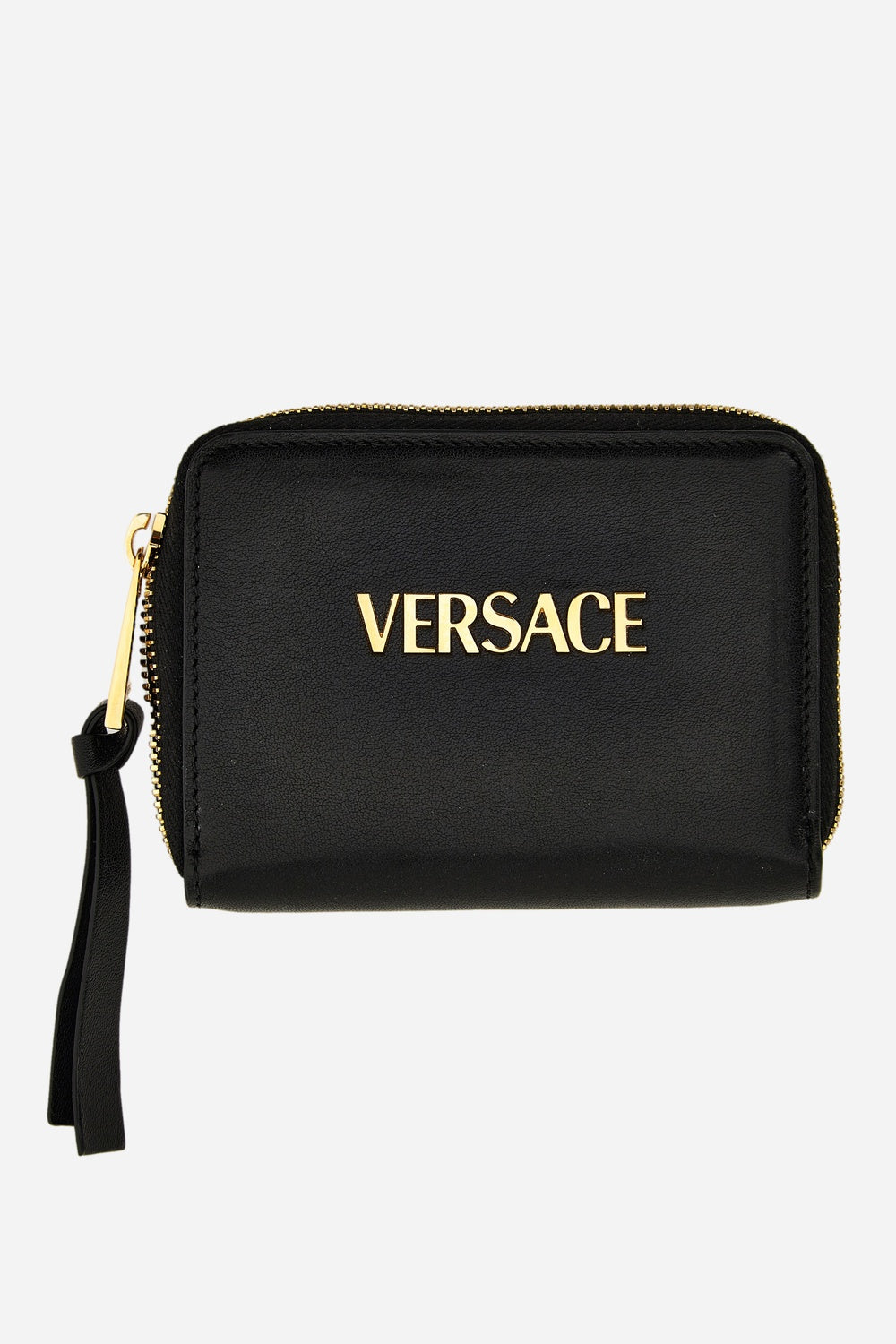 Versace Tag Compact Wallet In Lamb Leather