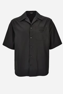 Informal Shirt In Cotton Poplin-Silk Twill Medusa Chain Print And Versace Stamp Embroidery