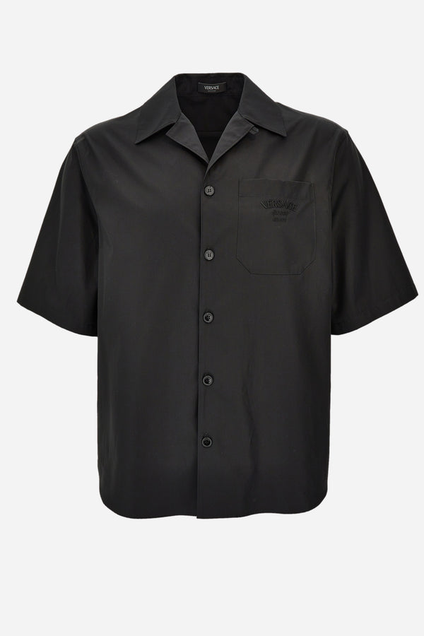 Informal Shirt In Cotton Poplin-Silk Twill Medusa Chain Print And Versace Stamp Embroidery