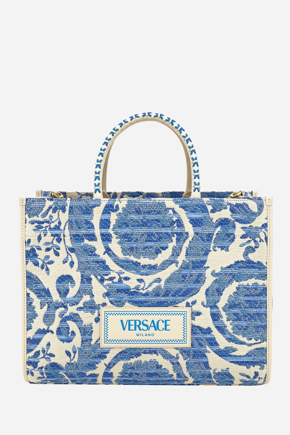Athena Large Tote In Rafia Barocco-Calf Leather