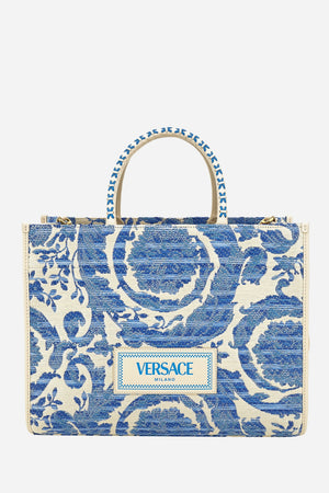 Athena Large Tote In Rafia Barocco-Calf Leather