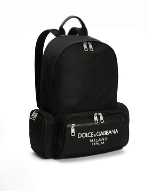 NYLON BACKPACK WITH RUBBERIZED LOGO
